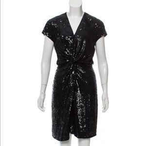 HAUTE HIPPIE Black Sequin Silk Dress Sz XS